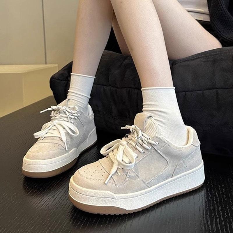 Platform shoes women's spring 2025 new height-increasing retro dexun white shoes are versatile fashionable casual sports shoes