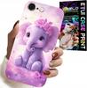 Case For Iphone ( 6 Plus ) - Sweet Little Elephant On Pink Background Case +Foil