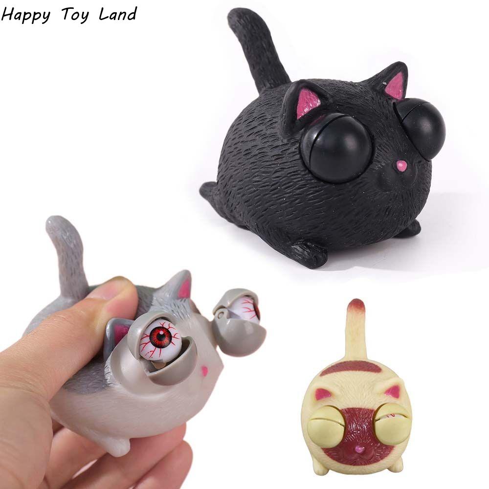 Bai Fen Bai Toys Black Funny Eyeball Burst Squeeze Toy Burst Eye Cat Figure Pinch Toys Adult Kids Stress Relief Fidget Toy Creative Decompression Toy