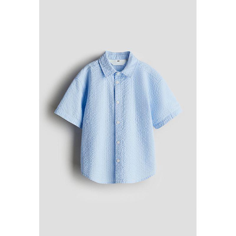 

HM Детская одежда Мальчики Лето 2025 Новое поступление Хлопковая рубашка из сирсакера 1273948