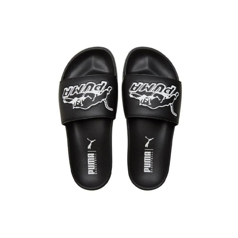 PUMA Leadcat Sport Rubber Sole Slide Slippers Unisex Black White 382501-02