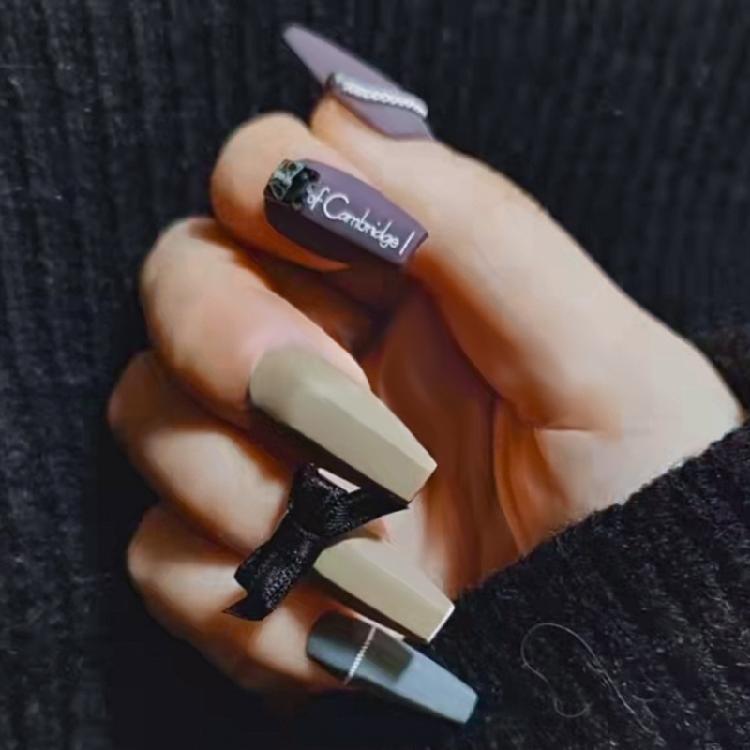 Coffin Square Full Cover Press On Nail False Artificial Tip Long Square Straight