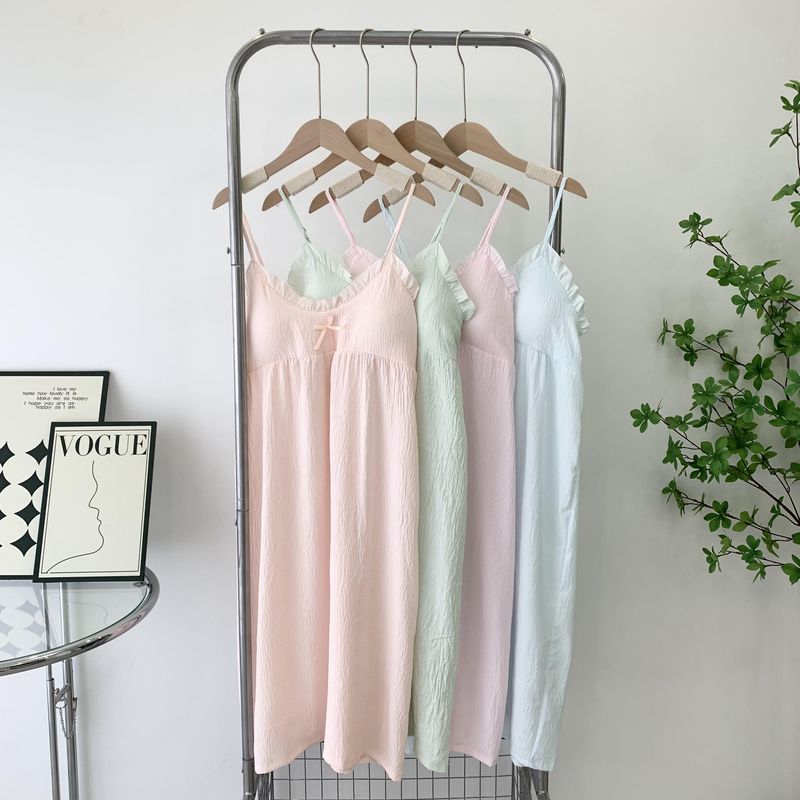 Women's Nightdress with Suspenders Nipple Coverage 2024 Summer New Arrival Sweet Soft National Style Clouds Cotton Padded Cotton Silk Skirt