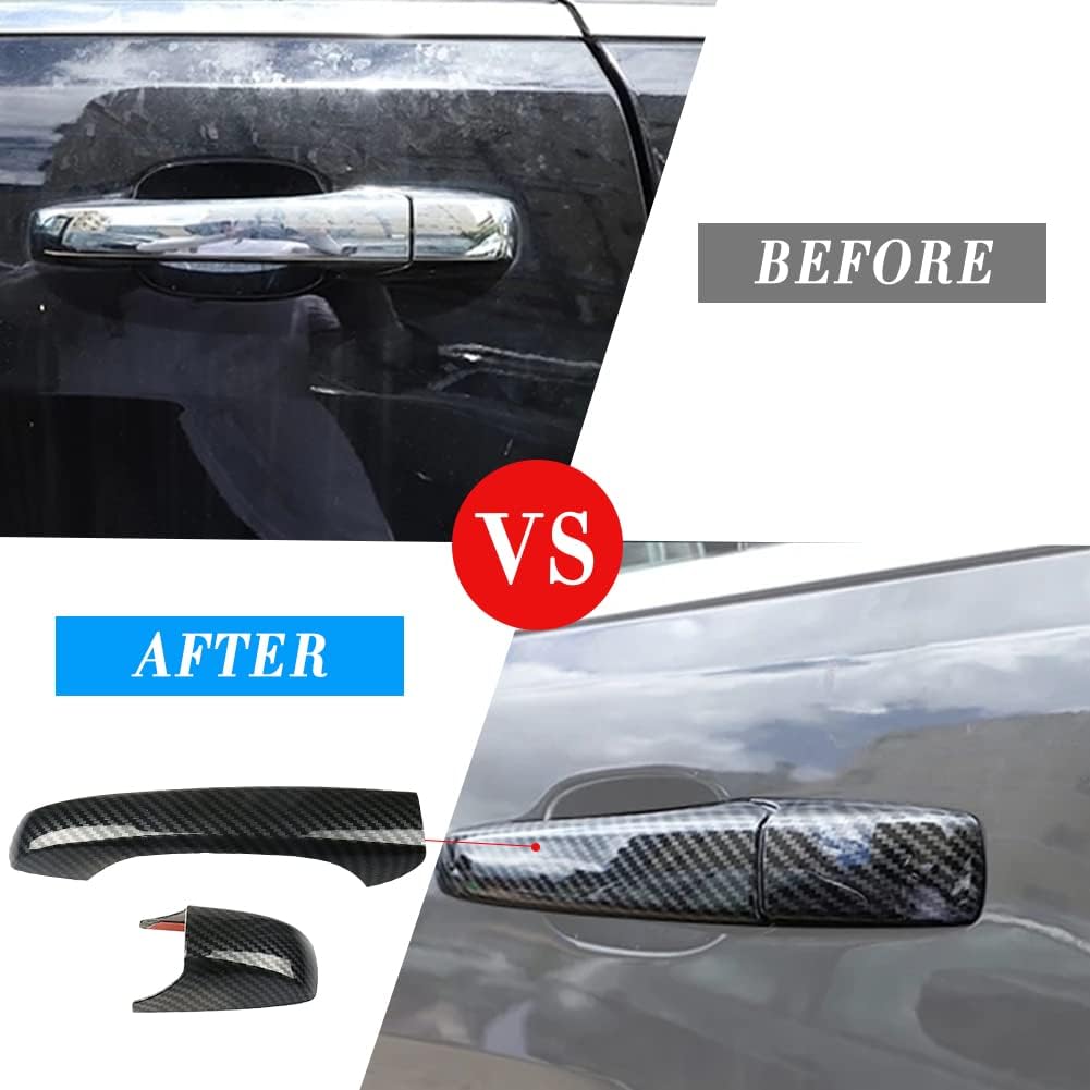 Sportuli Carbon Fiber Mirror Covers +Door Handle Covers Replacement For 2011- Jeep Grand Cherokee And Dodge Durango