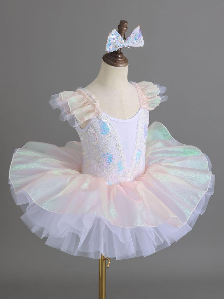 1. Juni Kindergarten Mädchen Ballett Kostüm - Flauschiger Gaze Rock mit Pailletten, Süßes Prinzessinnenkleid