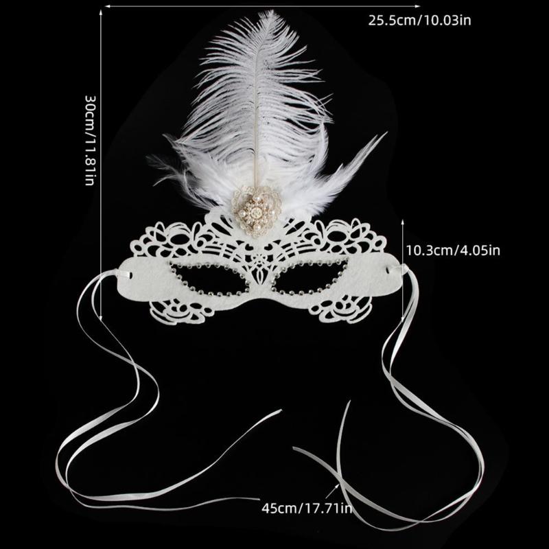 Premium Feathered Rhinestones Costume Mask For Theater Performances And Formal Parties Tear Proof Construction