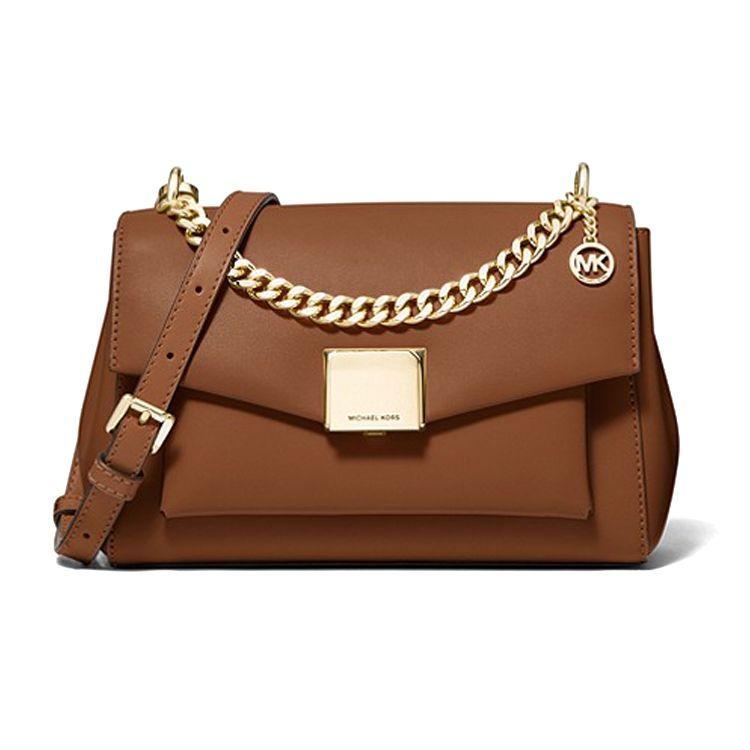 

Michael Kors Lita Commuter Chain Flap Gold Buckle Leather Handbag Crossbody Medium Women handbags Brown 35T0GXPL2O-230 Basic Set (Bag+Dust Bag)