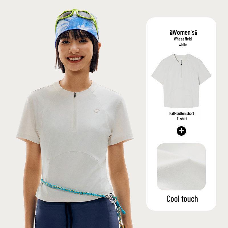 Tantuo Women s Quick-Dry Ice Skin Short Sleeve Shirt - Breathable Sun Protection for Outdoor Sports & Yoga Large