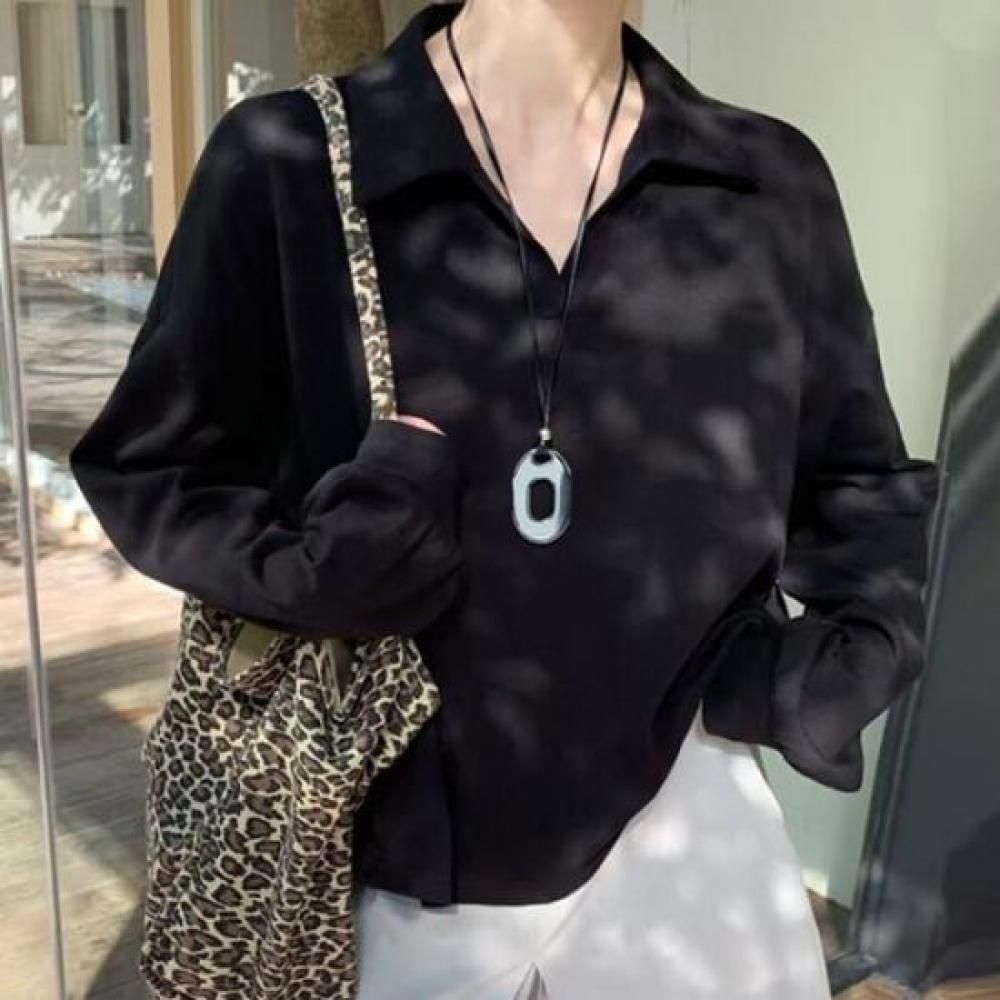 Navava Loose Fit Collar Long Sleeve Sweatshirt Nt3208