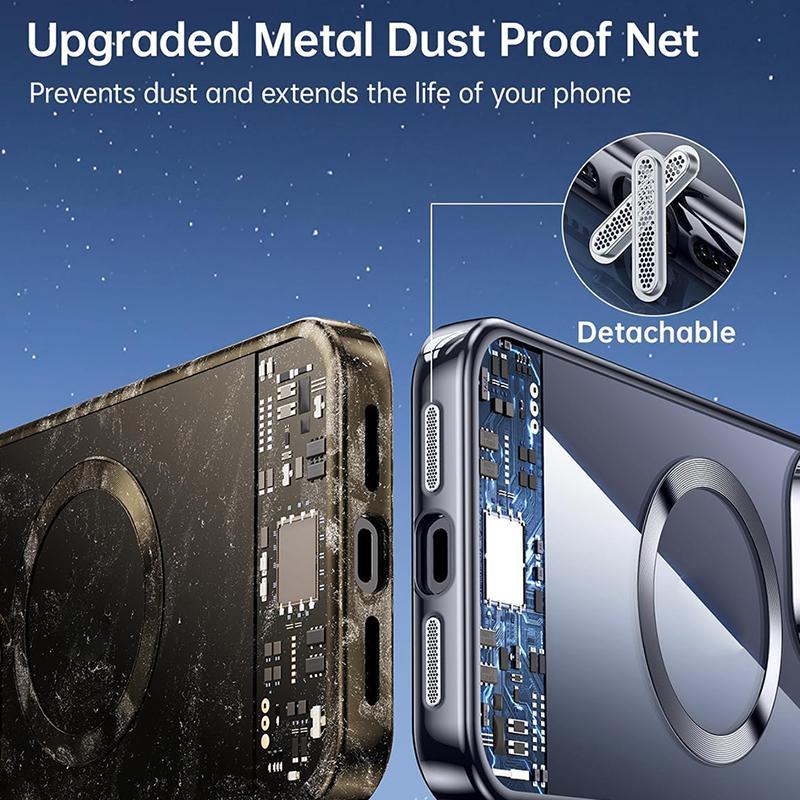 Magnetic Phone Cases with Camera Lens Protector for iPhone 15 Pro Max 14 Plus 12 13 11 Mobile Case Clear Black Slim Shell Cover