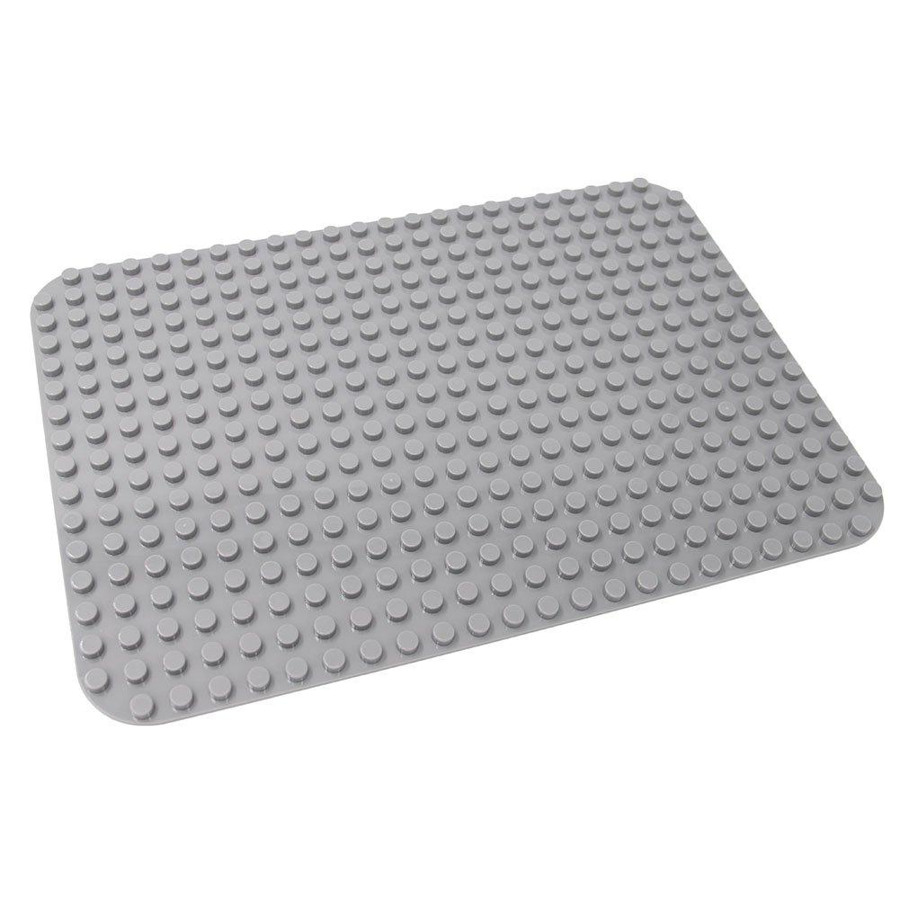 INIBUD Baseplates, Building Blocks, Duplo Compatible, Rounded Corners, 24x17mm, GreenGray, Set of 2