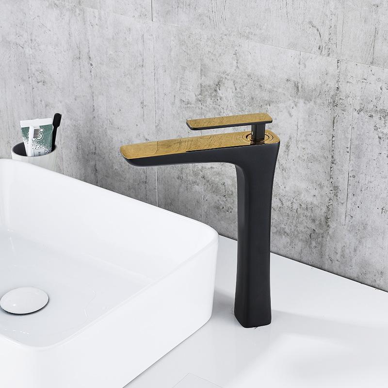 Basin Faucet Black Gold Basin Mixer Brass Crane Bathroom Faucets Hot and Cold Water Mixer Tap Contemporary Mixer Tap torneira