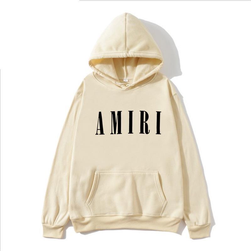 Autumn Winter Fleece Men's Amiri Hooded Loose Fit Trendy Brand Hoodie