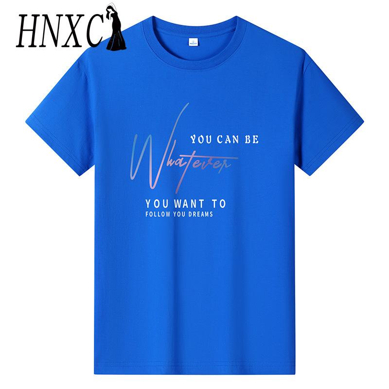 HNXC Puuvillane lühikeste varrukatega T-särk Meeste moodne vaba poolvarrukatega särk trükitud kaastundesärk