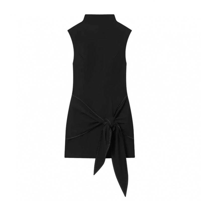 European-American Style Versatile Lace-up Hem Slimming Resort Dress Extra Small чёрный