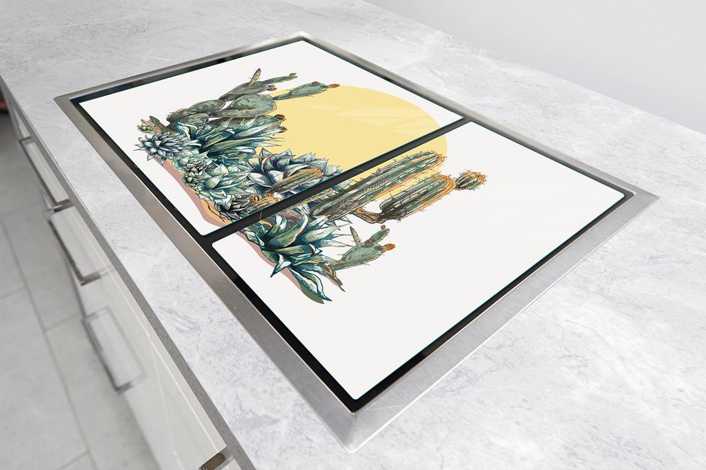 GLAS-KOCHFELDSCHUTZPLATTE 75x52 KAKTUS