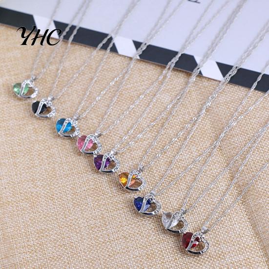 Heart Pendant Necklace Cubic Zirconia Inlaid Jewelry Gift Women Shape Fashion for Daily Life