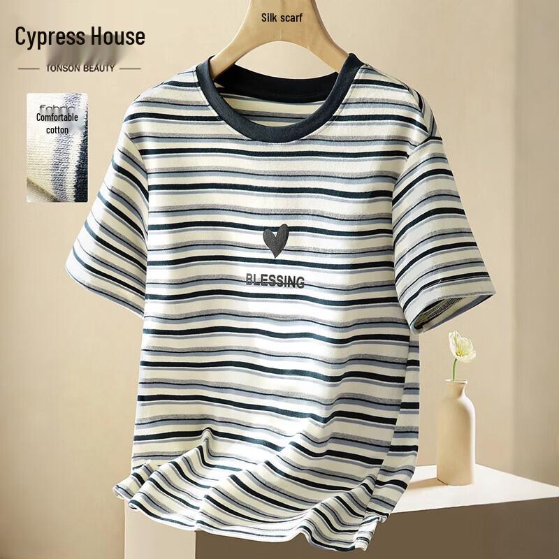 Women s Striped Pullover Short Sleeve T-Shirt S