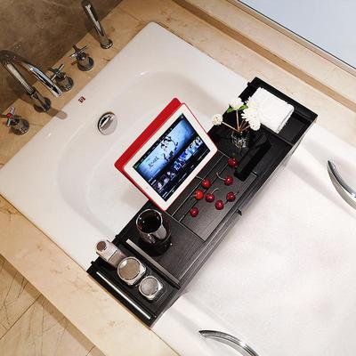 Bamboo Extendable Non-Slip Bathtub Organizer Shelf