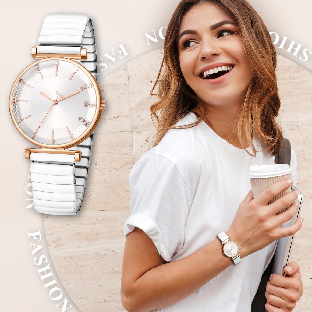 Stainless Steel Elastic Strap Easy To Put On and Take Waterproof Quartz Watch with Analog One Size Fits Minimalist Design Perfect Gift Women's Watch