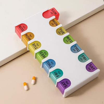 Pill Box Organizer Detachable Dustproof Portable 14 Grids Fashionable Container Case for