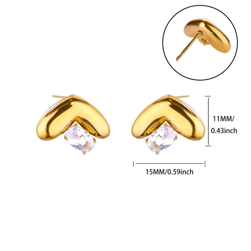 Temperament slightly inlaid zircon shell flower stud earrings high sense fashion exquisite earrings retro personality trend earrings
