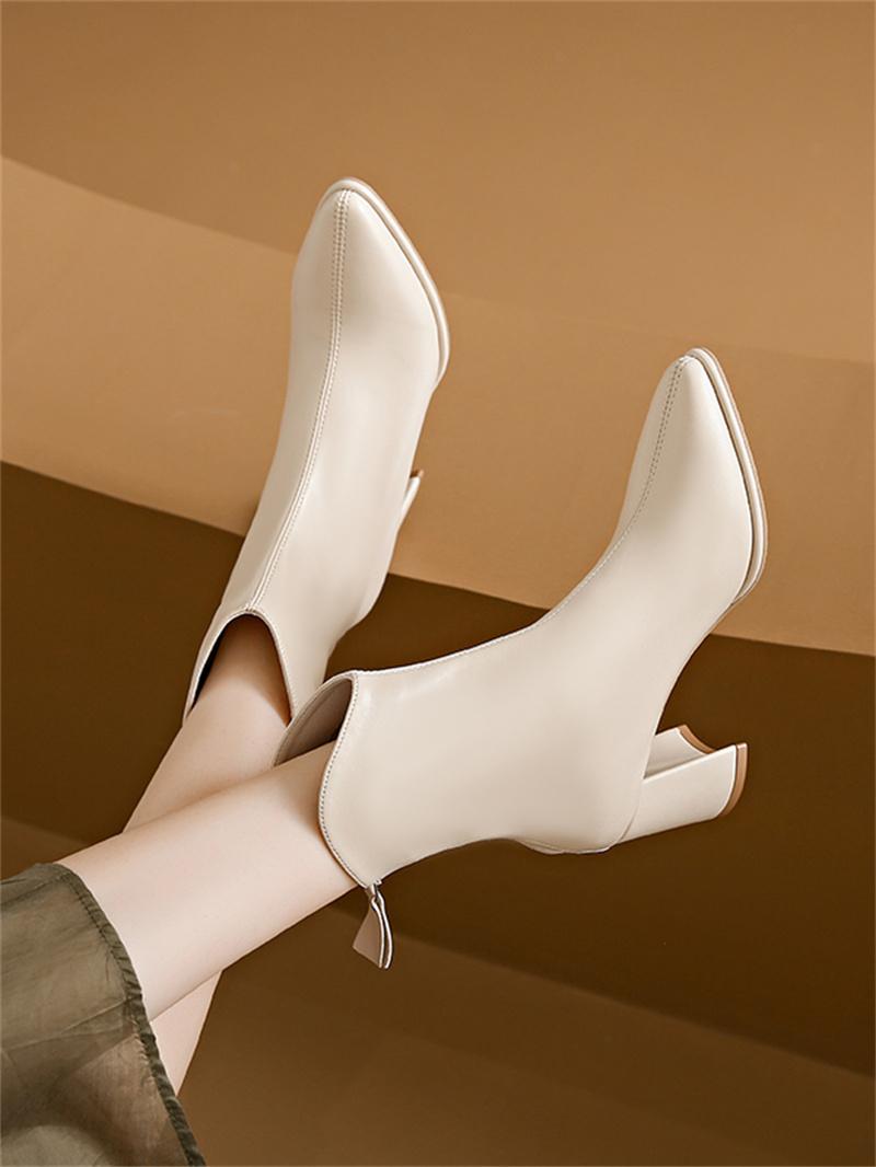 

Осенне-зимняя мода, новые сексуальные, квадратный каблук, теплые, молния сзади, повседневные, бархатные, с острым носком, удобные женские короткие сапоги 36