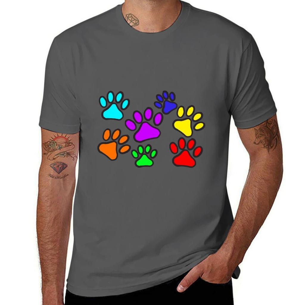 Paw Print Tshirt Basic Solid Color Short Sleeve Tshirt