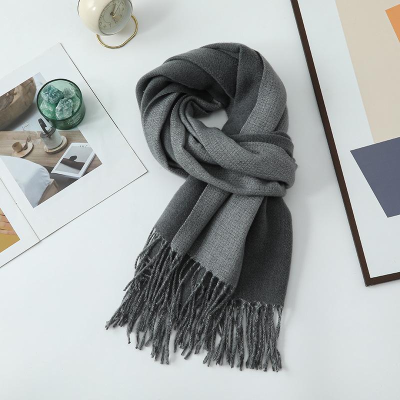 Double-sided Two-color Scarf for Women Autumn and Winter High End New Wool Scarf Shawl Imitation Cashmere Scarf