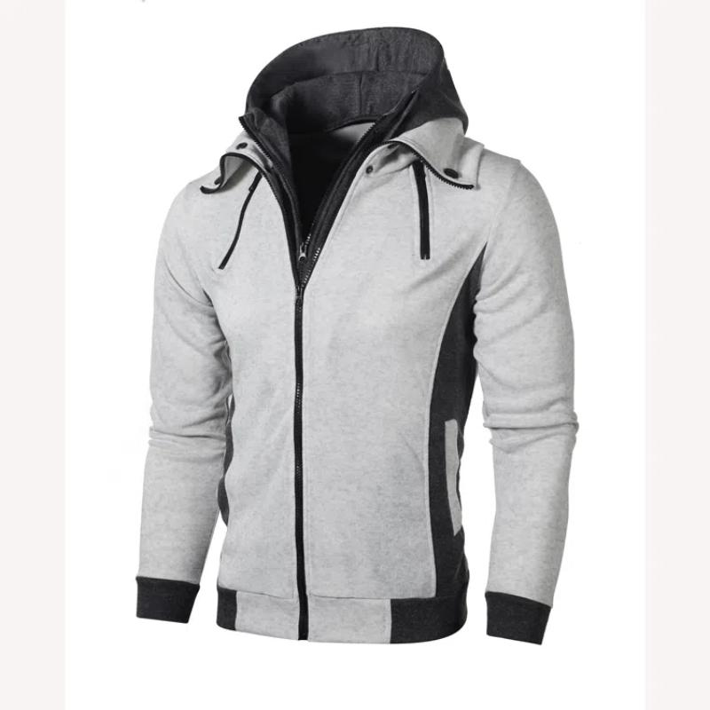 Cardigan de Moda con Capucha y Manga Larga para Hombre, Otoño Primavera, Estilo High Street, Cremallera, Bolsillos Patchwork, Ropa de Abrigo Vintage, Tops Versátiles