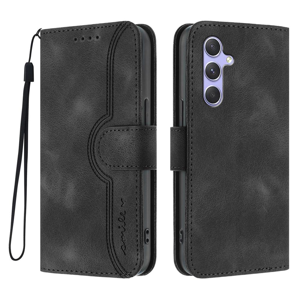 Kožené pouzdro pro Samsung Galaxy A54 5G Peněženka Stojánek S potiskem smajlíka Kryt na telefon s popruhem