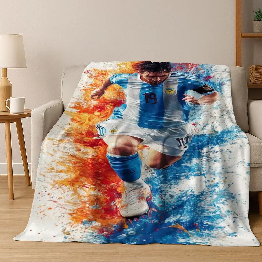 Coperta in Flanella con Disegno Animato M-Messi Capra Stella del Calcio, Coperta Morbida e Accogliente per Casa Camera da Letto Letto Divano Coperta da Picnic