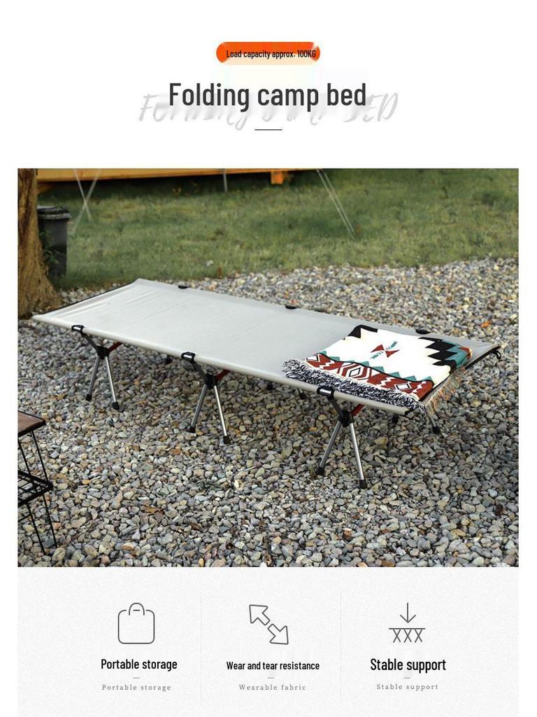 Ultra-Light Aluminum Folding Camp Bed for Camping, Office Naps, and Self-Driving Adventures