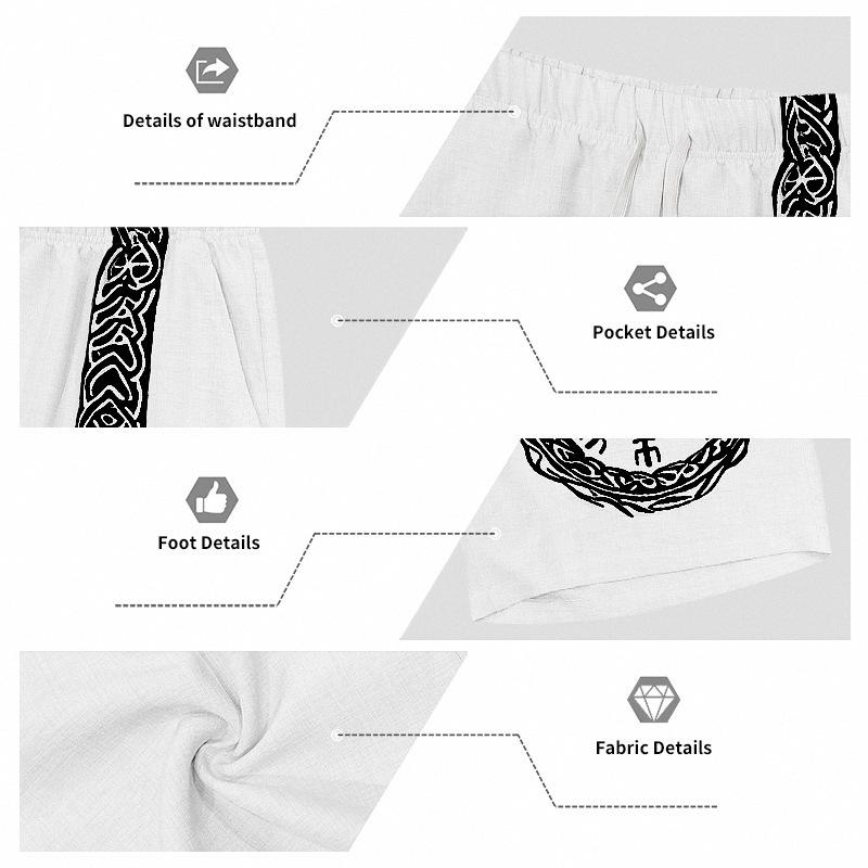 Men's European and American Casual Breathable Bamboo-Linen Hooded Shorts Set
