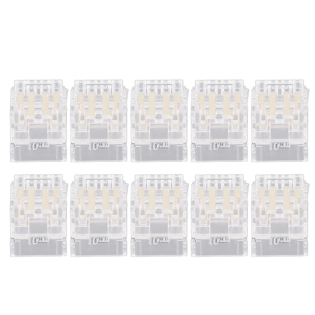 10Pcs COB LED Strip To Wire Connector 4Pin 10mm Transparent Solderless LED Adapter Connectors for Home School Office