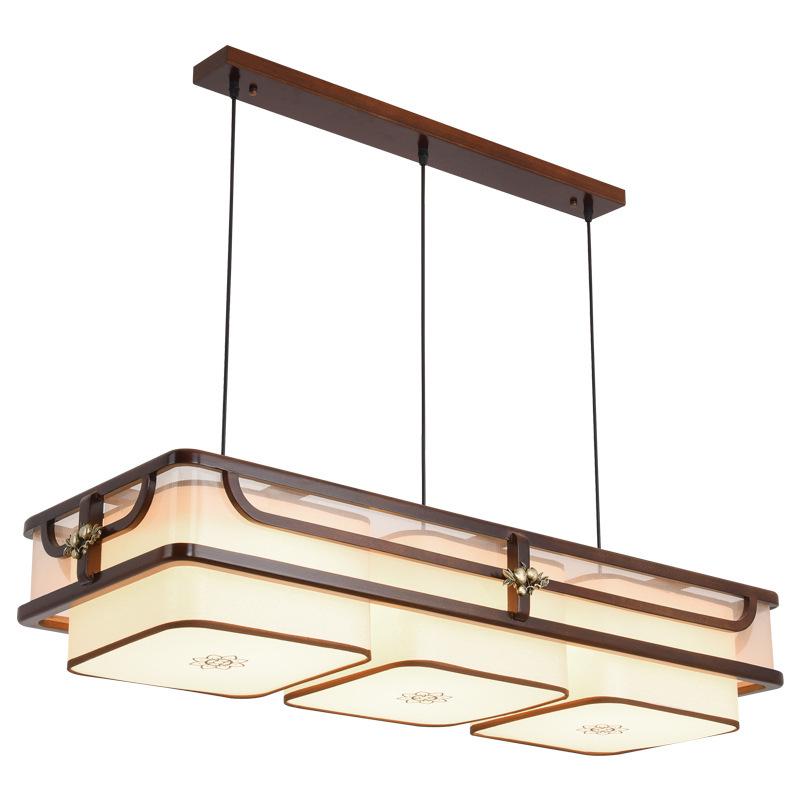 2025 Modern Chinese Style Chandelier In Walnut & Golden Sandalwood for Zen Tea Room or Bar