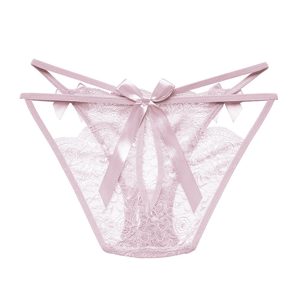 Sexy Lace Pure Lust Seduction Women's Briefs Mood Hollow Bow Mid-waist Comfortable Cotton Crotch Girl Panties