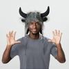 Animal Earflap Hat Cosplay Headwear Winter Warm Hat with Bull Horn For Women Teens Halloween Party Costume Accessories