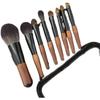 Kompaktní 8dílná cestovní sada štětců na make-up se štětinami ze zvířecích chlupů a krátkými rukojeťmi
