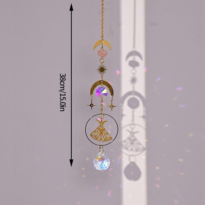 Garden Wind Chime Suncatcher Hanging Crystal Moon Catcher Pendants Rainbow Prism Wind Spinner Rainbow Maker Home Garden Decor