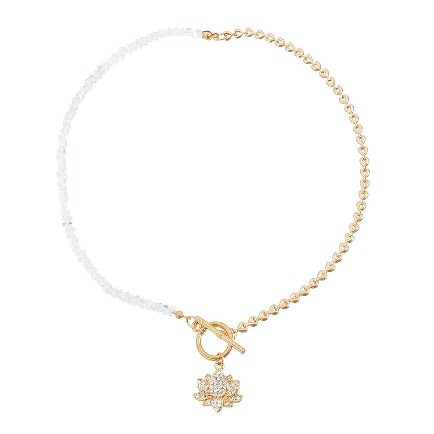 Triangular Crystal Diamond Lotus Necklace Dark Less Ins Versatile Necklace