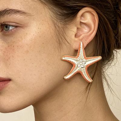 Fashion Trend Vacation Starfish Drop Earrings for Women Ladies Temperament Ocean Style Stud Earrings Party Jewelry Accessories