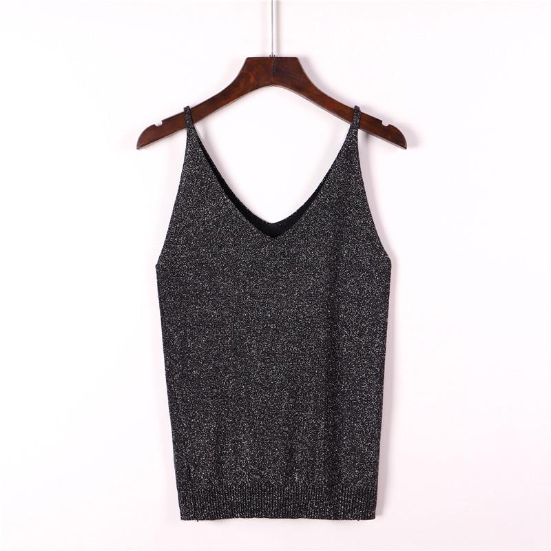 Shiny Sequined Knitted Women's Camisole Vest Top