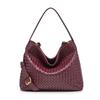 Borsa Tote Intrecciata di Grande Capacità da Donna Morbida Texture Scamosciata Tracolla Spalla Stile Retrò Uso Quotidiano