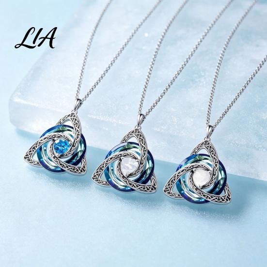 Gedenkschmuck Geschenk Keltischer Knoten Geburtsstein Halskette für Damen, Zirkonia Anhänger Halskette, Klassischer Irischer Schmuck, Für Sie Ehefrau Freundin