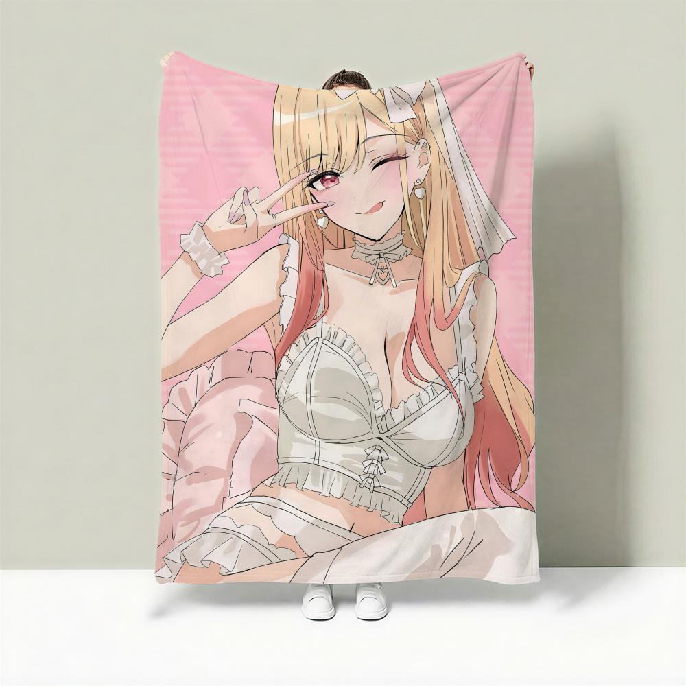 Anime M-My Dress-Up Darling Throw Lightweight 240g Flannel Blanket Soft Skin-friendly for Summer Cooling