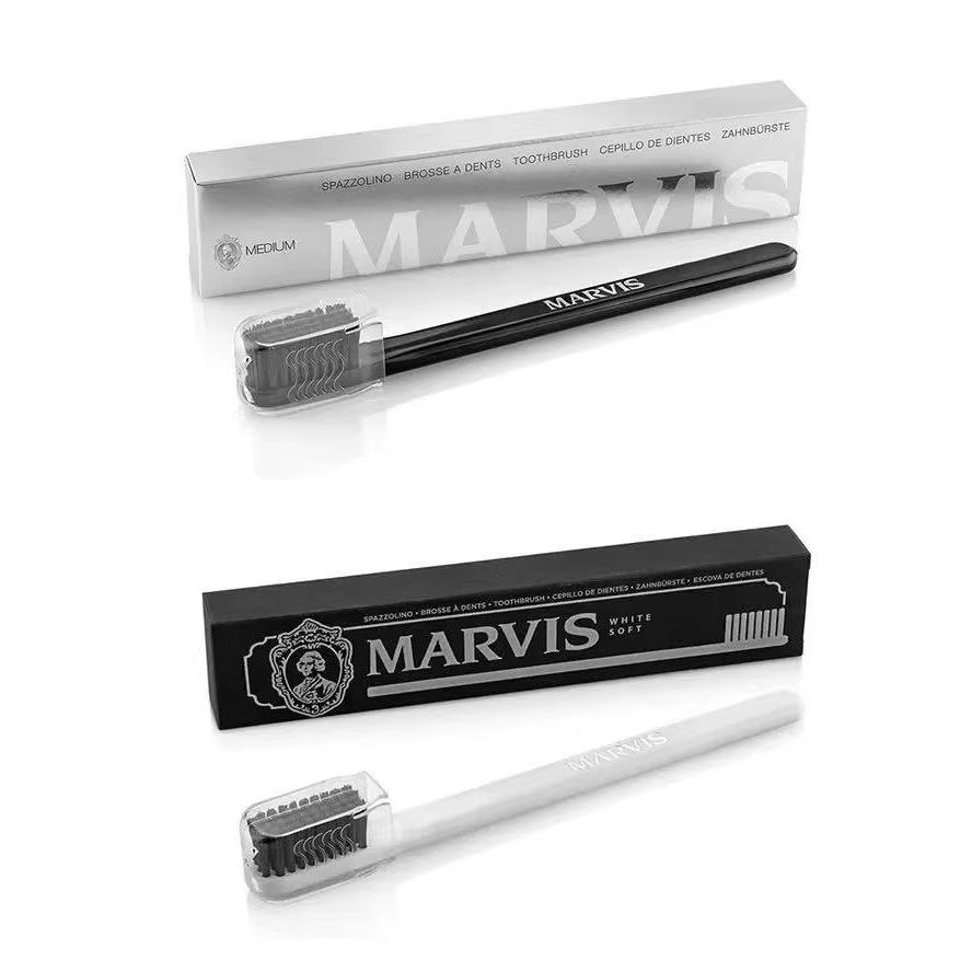Italy Mars Black & White Medium-Hard Bristle Nano Nylon Toothbrush