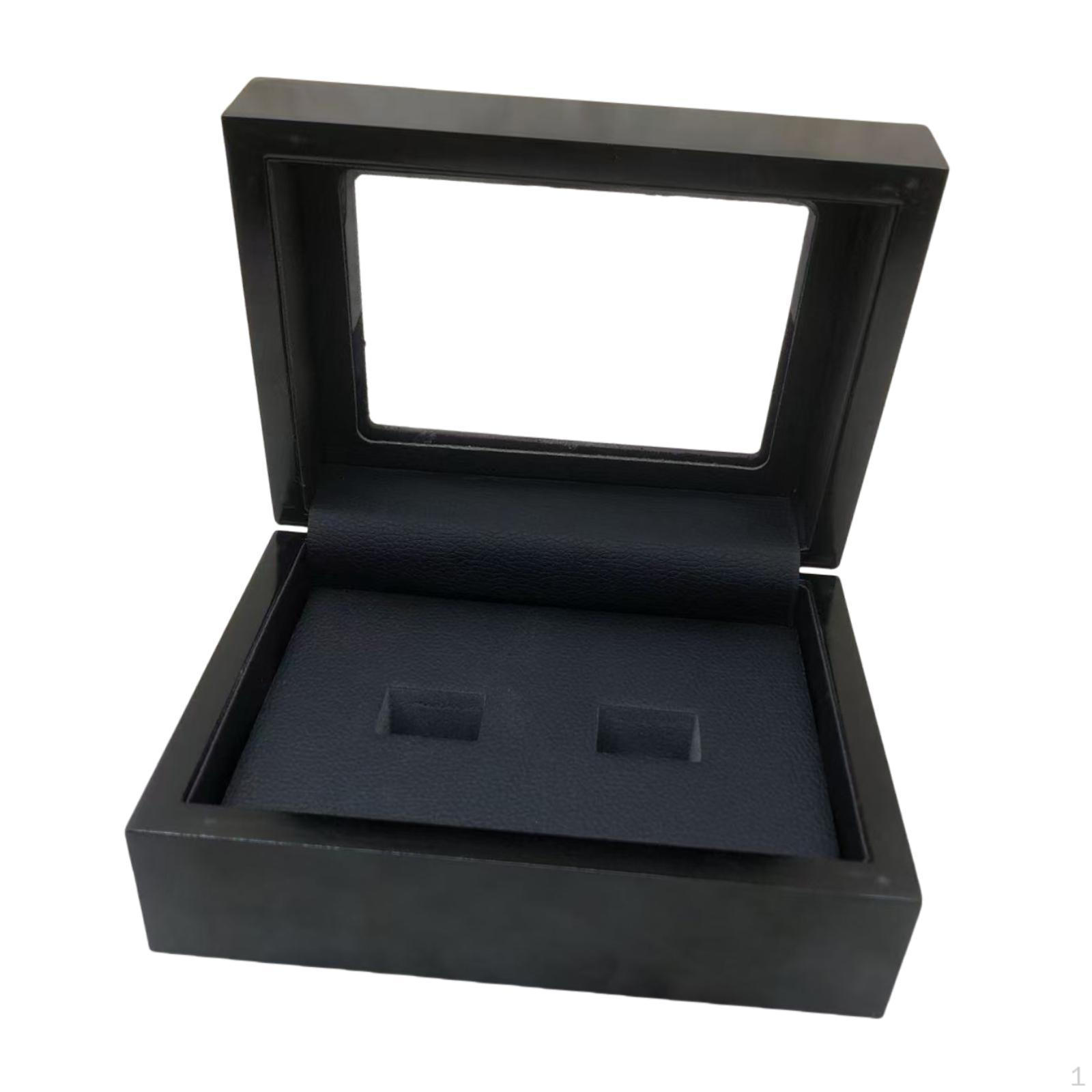 

Box with Presentation Stand, Holder, Jewelry Organizer, Wooden Surface Smooth PU Coating, 2 Holes