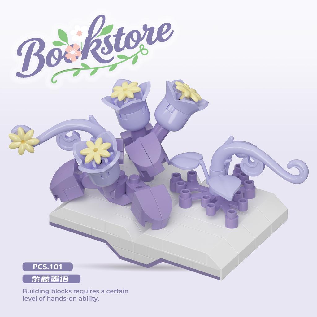 Creative Plastic Flowers Book Series Micro Building Blocks Educational Kids Toys Desktop Decoration Gift for Mother's Day