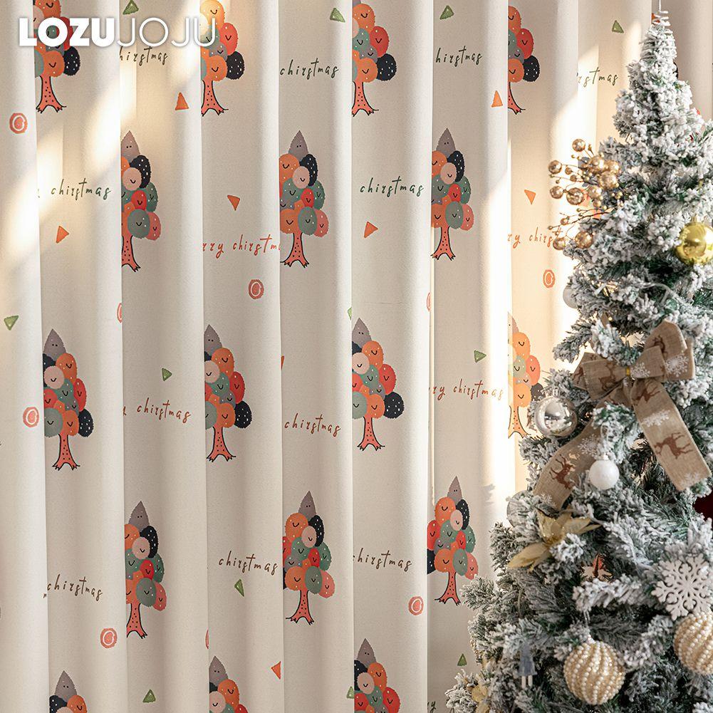 1PC LOZUJOJU Christmas Blackout Curtains Gold Coin Tree Pattern Printed Curtains for Bedroom Living Room Balcony Window for Home Decor